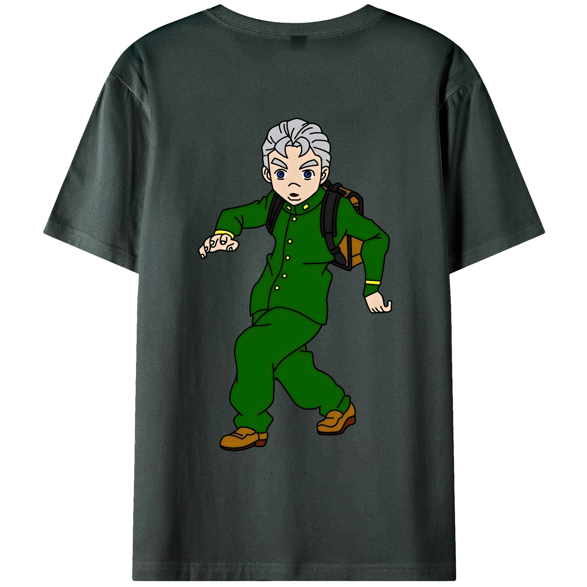 （画像用） ジョジョの奇妙な冒険 広瀨康一 JoJo's Bizarre Adventure Hirose Koichi 綿100％ メンズ半袖Tシャツ（バックプリント） 通気性